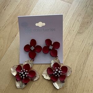 Daisy Fuentes Red and Gold Petal Earrings